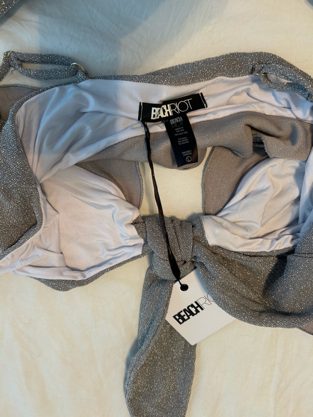 Beach Riot Silver Sparkle Ruffle Bikini Set - Picture 12 of 13